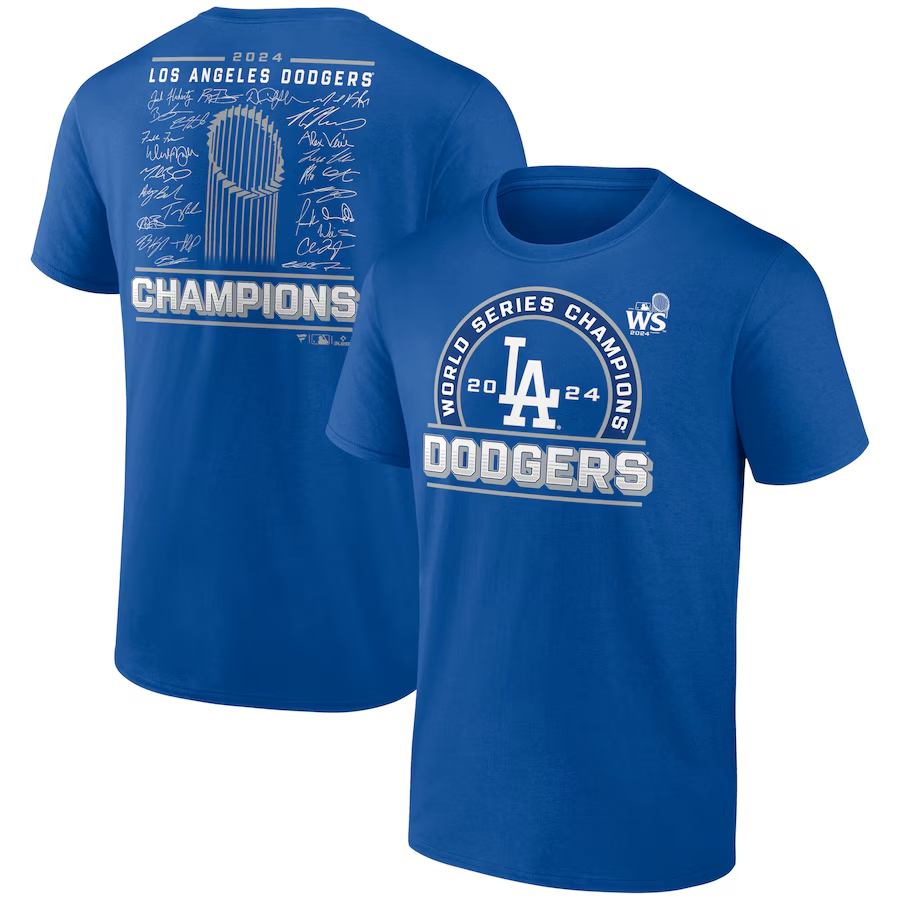 Men Los Angeles Dodgers 2024 MLB World Series Champions blue T shirts